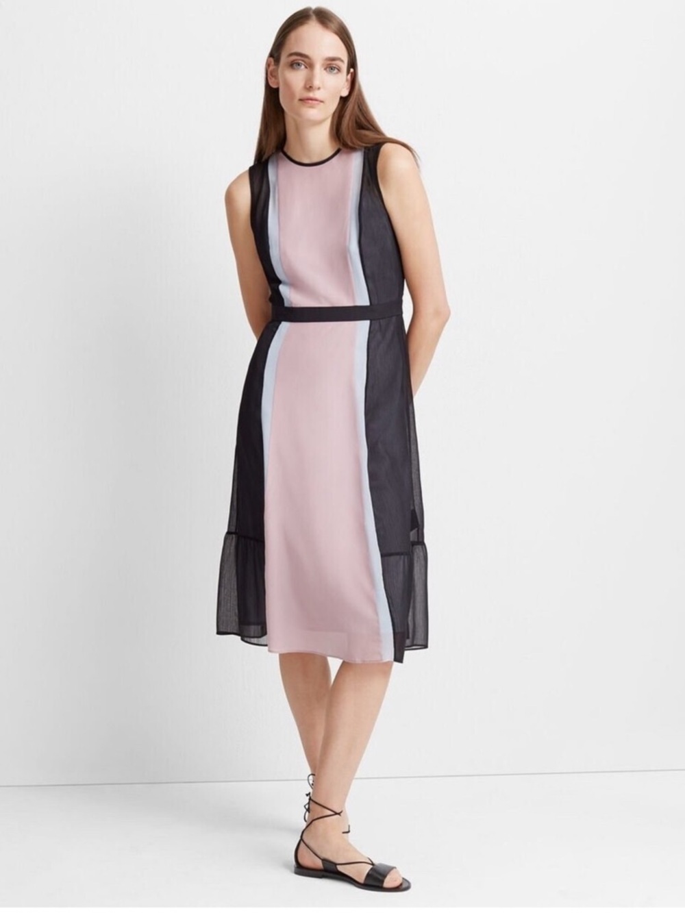 Club Monaco Nailuh Colorblock Silk Dress SZ 4